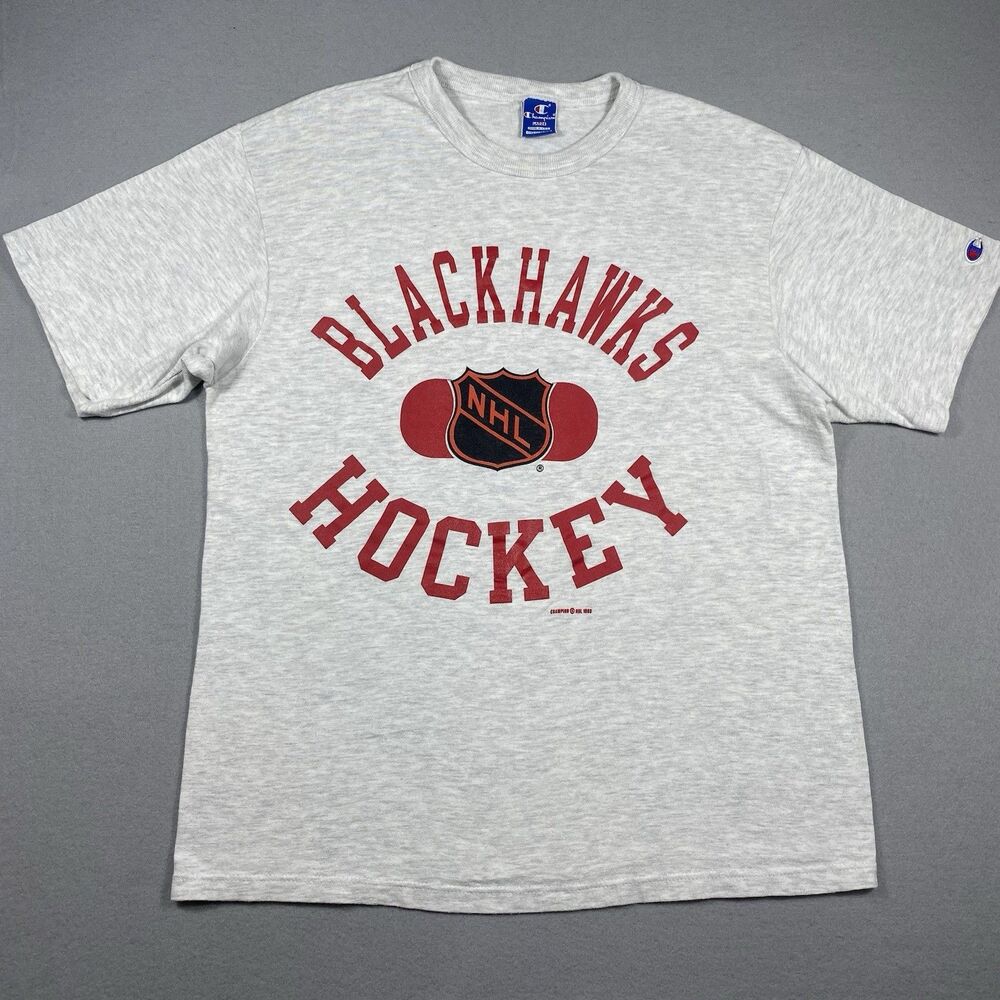 Vintage Chicago Blackhawks 1993 Champion T-shirt Men's Size Large Gray 90s